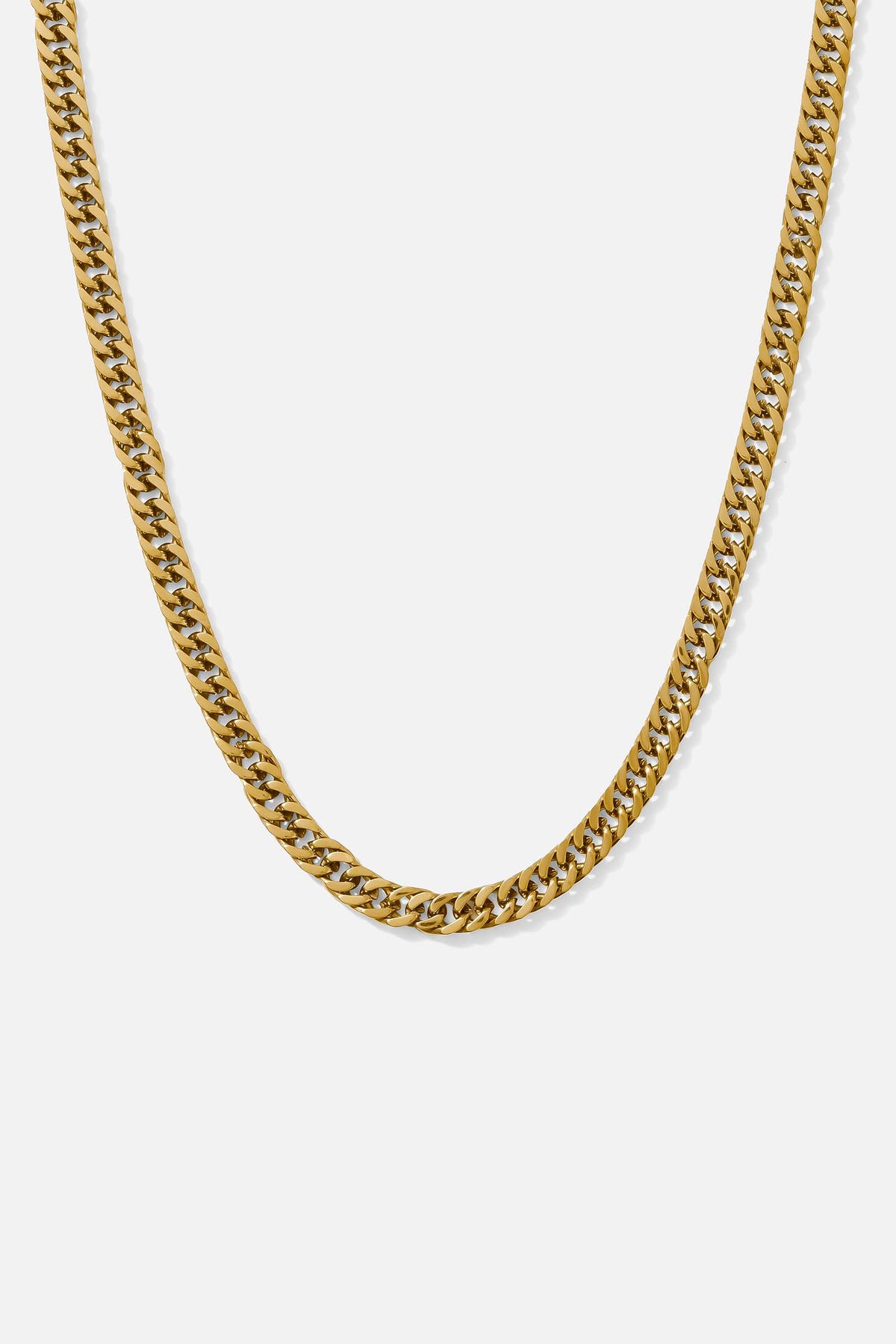 Gold plated 5 mm Cuban chain in 316L stainless steel