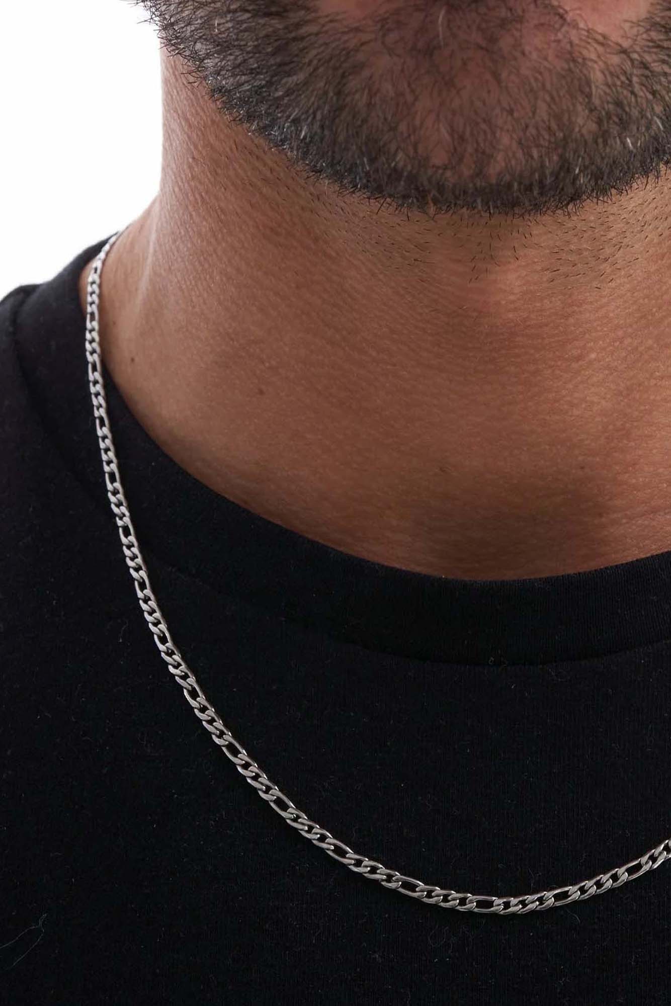 Men s Silver Chain Necklace Figaro 3mm Width Atolio Vegas men-s-silver-chain-necklace-figaro-3mm-width-atolio-vegas